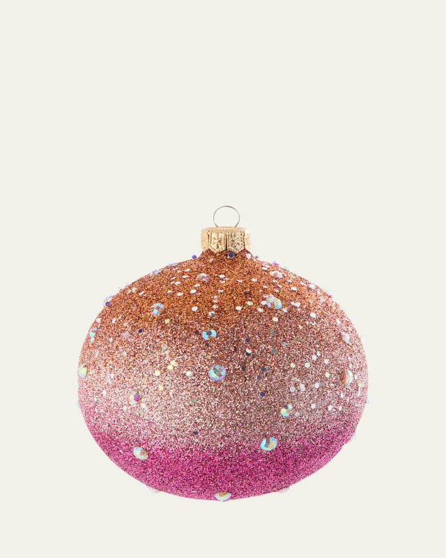 Pink/Orange Ombre Glitter Ball Ornament